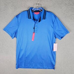 REDVANLY Polo Mens M Marine Pascal R2503 Short Sleeve Geometric Print Golf Shirt